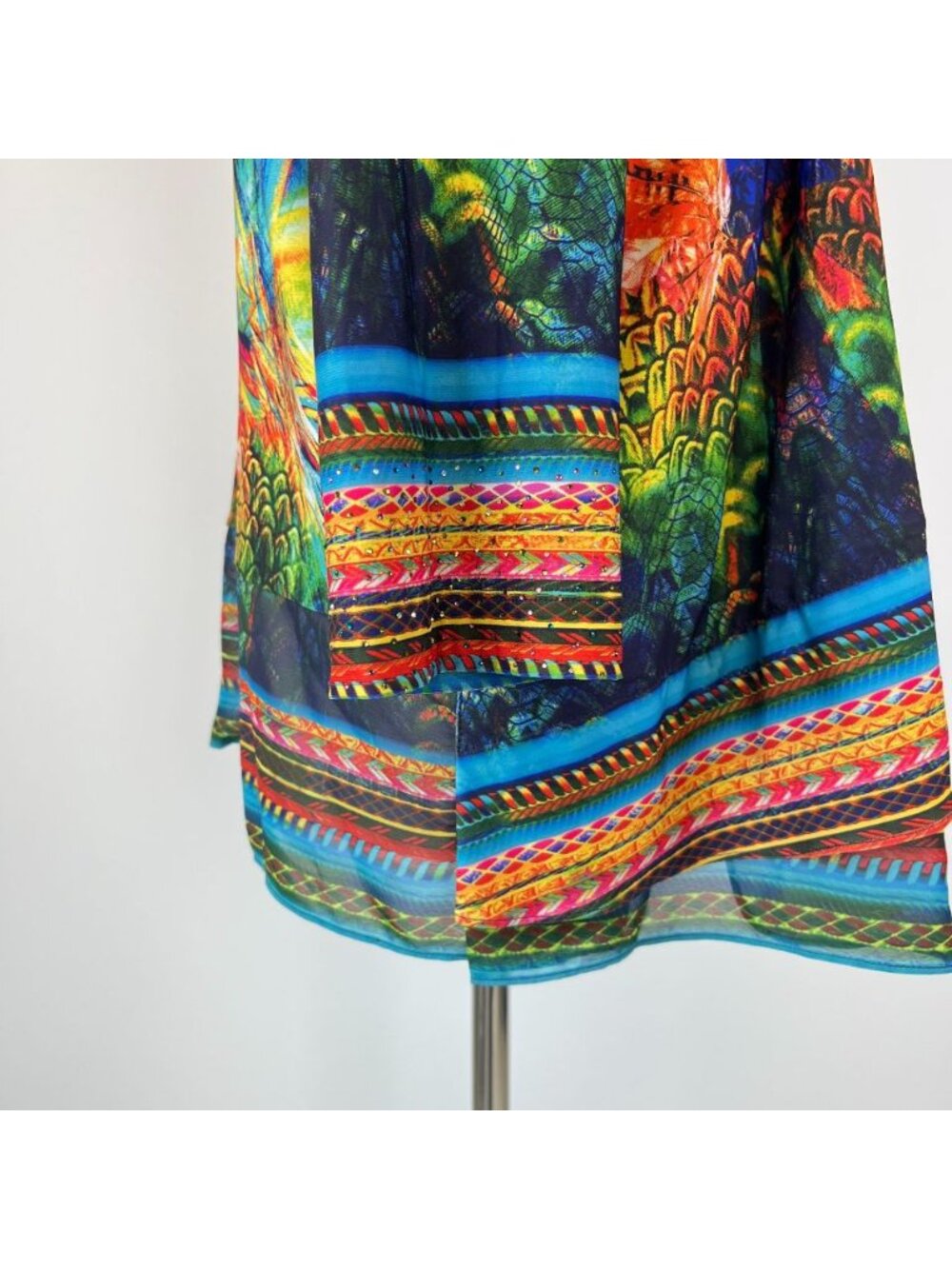 NWOT Ali Miles Floral Multicolor Rhinestone Women’s Open Front Cardigan Size PM - Picture 5 of 14